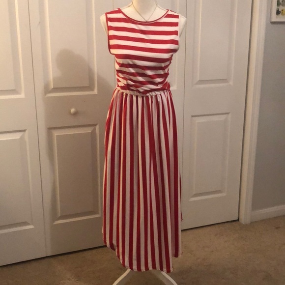 Dresses & Skirts - Red and White Striped Maxi Dress